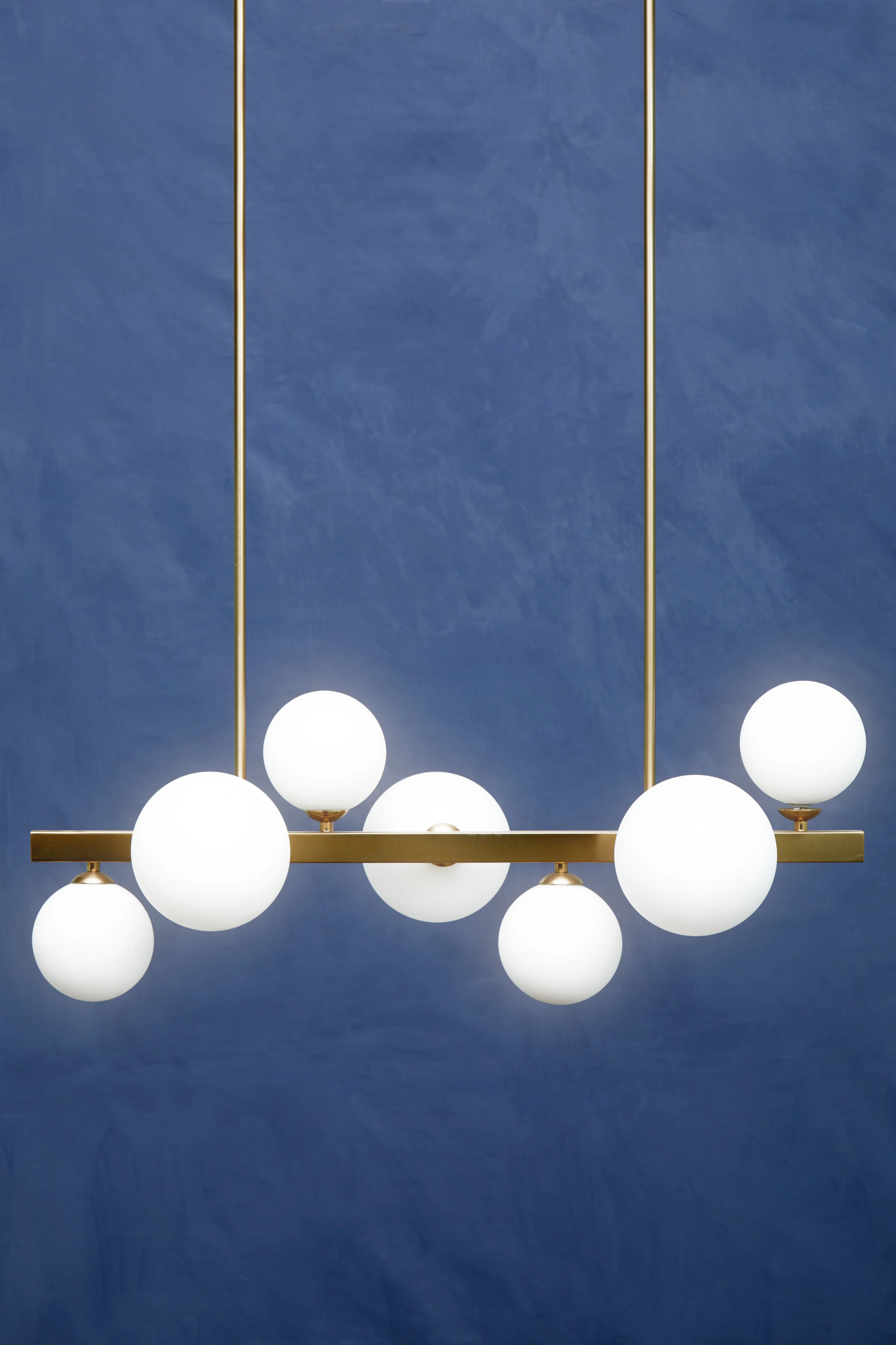 Venus White & Brass 7 Globe Pendant Light